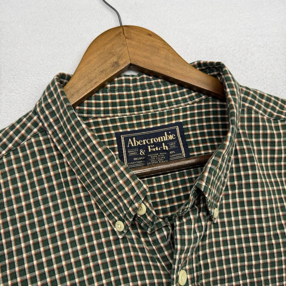 Vintage Abercrombie Fitch Shirt Mens XL Green Plaid Button Down Thick Outdoor